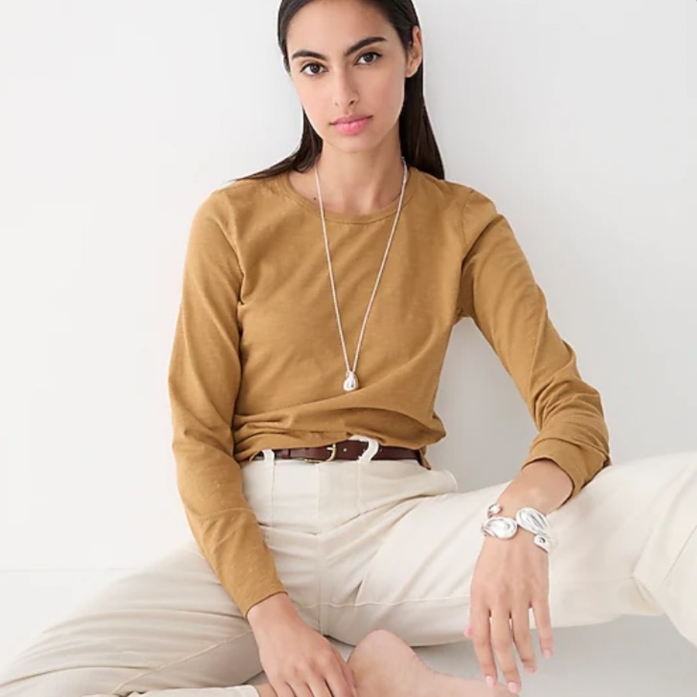 J. Crew NWT '90s Fitted Organic Slub Cotton Long-Sleeve T-Shirt - Picture 1 of 3